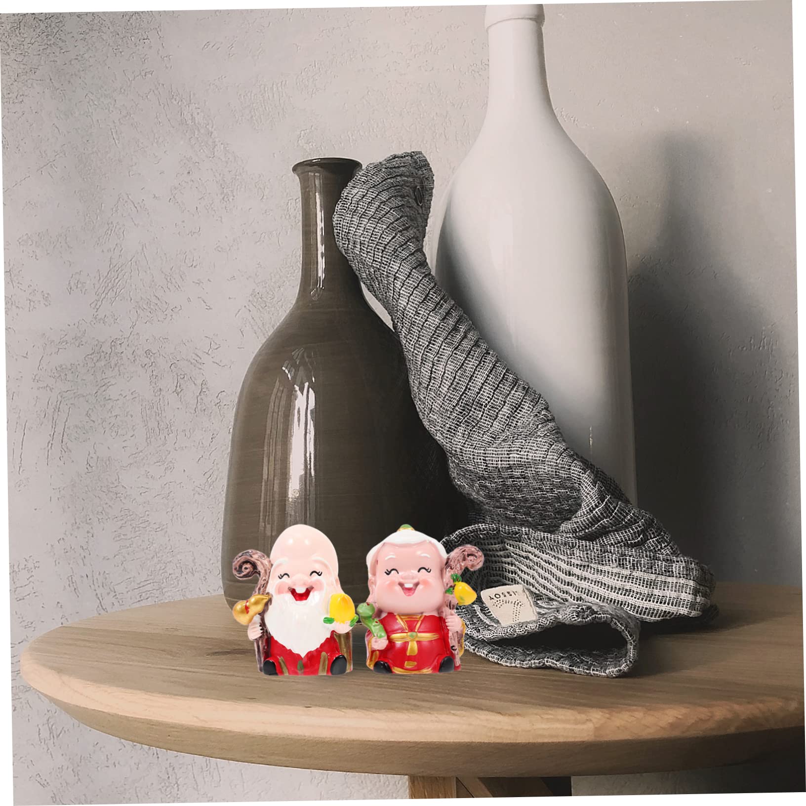 ZXQUEGF 2 szt. Urodziny zabawki dla chłopca Miniatury Figurki Feng Shui Statua Długowieczność Rzeźba Starsza para Ozdoba Bóg długowieczności Figurka Dekoracje samochodowe Vintage Szczęście Statua