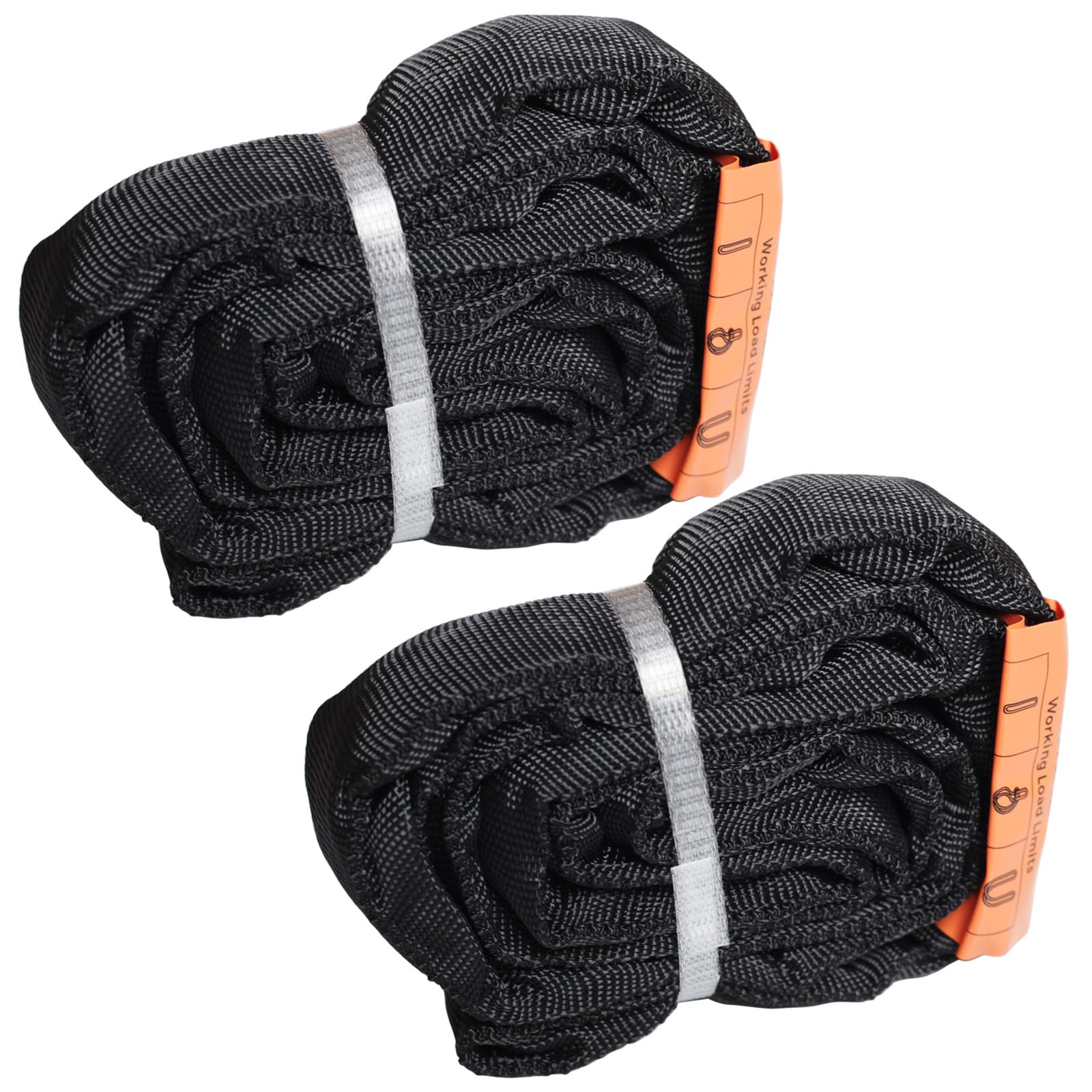 2-Pack Black Spanset Endless Round Sling, Heavy Duty Polyester Lifting Slings 5300 lbs Vertical, 4240 lbs Choker, 10600 lbs Basket for Rigging, Towing