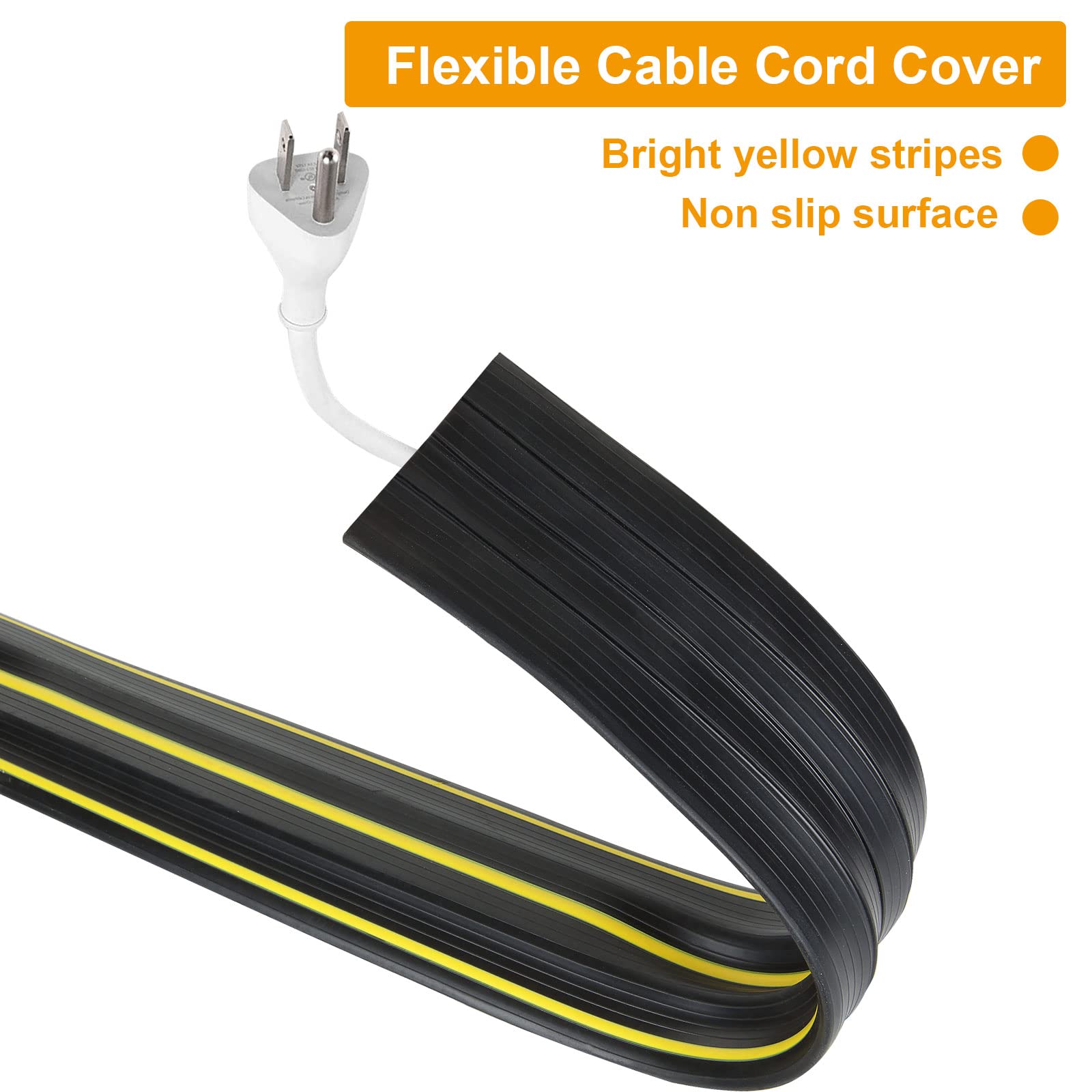 AKOLAFE Cache-câble de sol, 3 m, protection de fil en PVC pour câbles, protecteur de câble au sol, 3 canaux de câble, cavité 17 mm (H) x 83 mm (l)