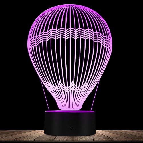 Globo de aire caliente 3D lámpara de luz nocturna ilusión LED 7 cambio de color táctil interruptor mesa decoración lámparas regalo con acrílico