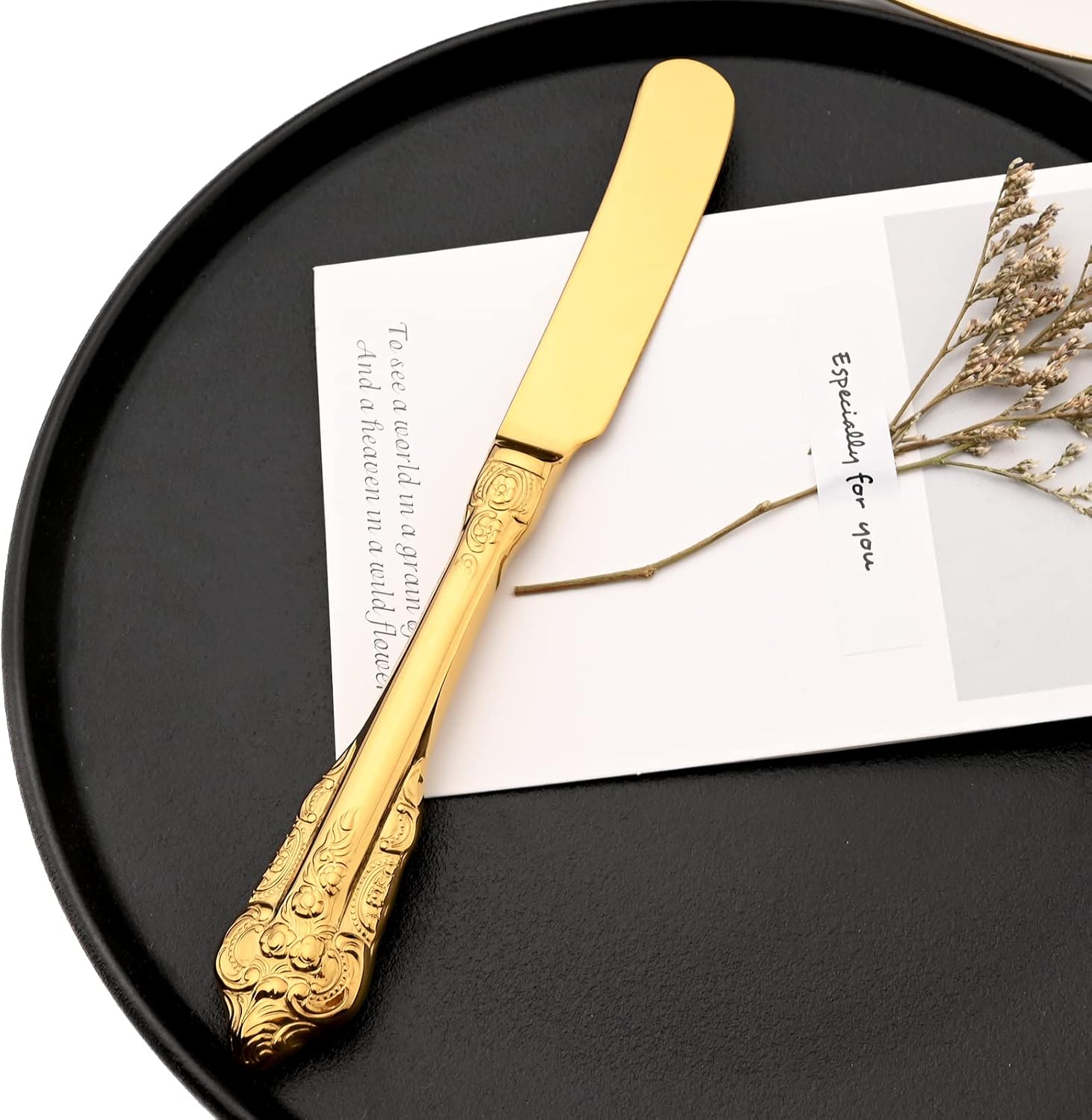 6-Piece Vintage Butter Knife 18/10 Stainless Steel 6.89 Inch, Gold