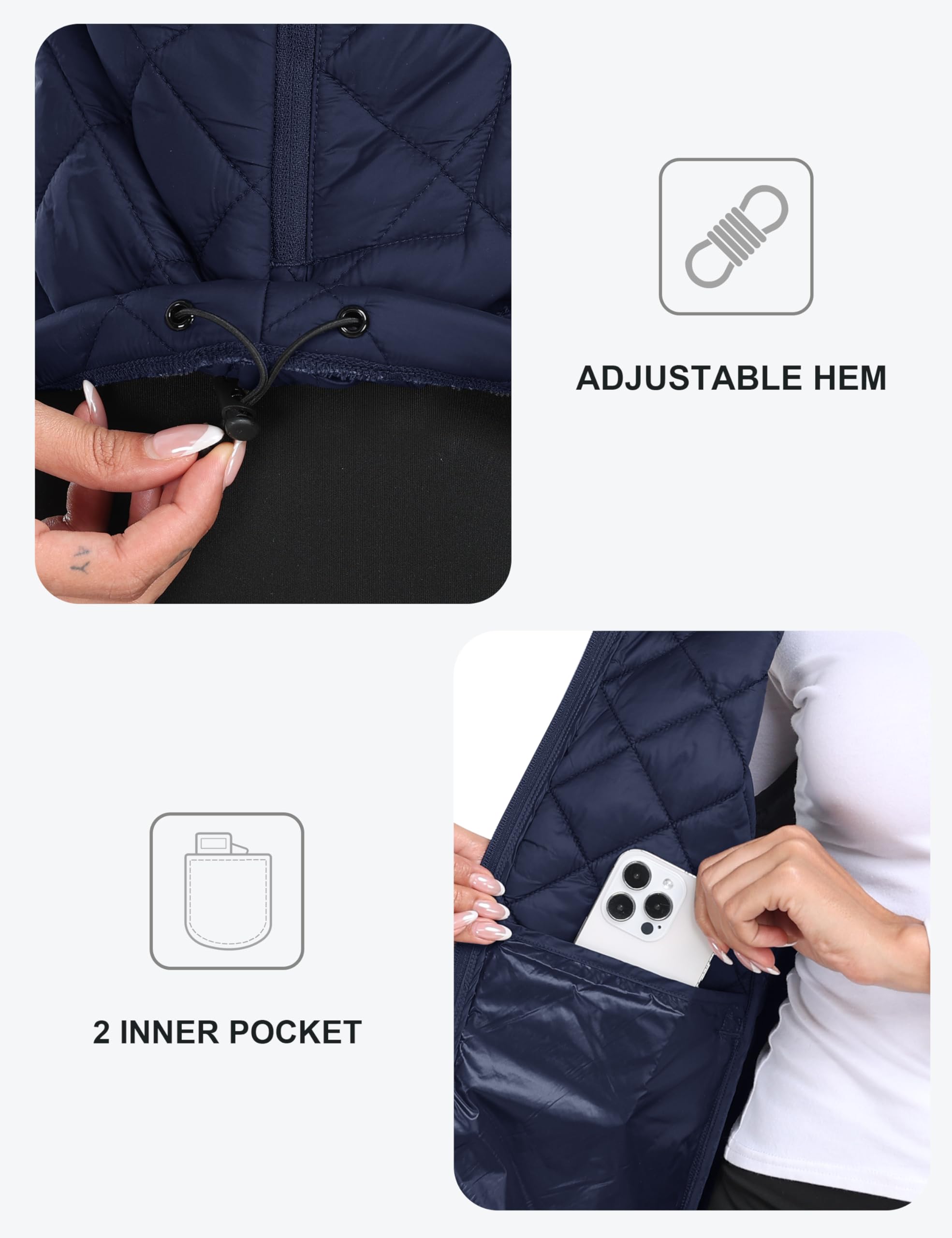 MoFiz Veste matelassée en Softshell légère et isolante avec fermeture éclair intégrale pour femme