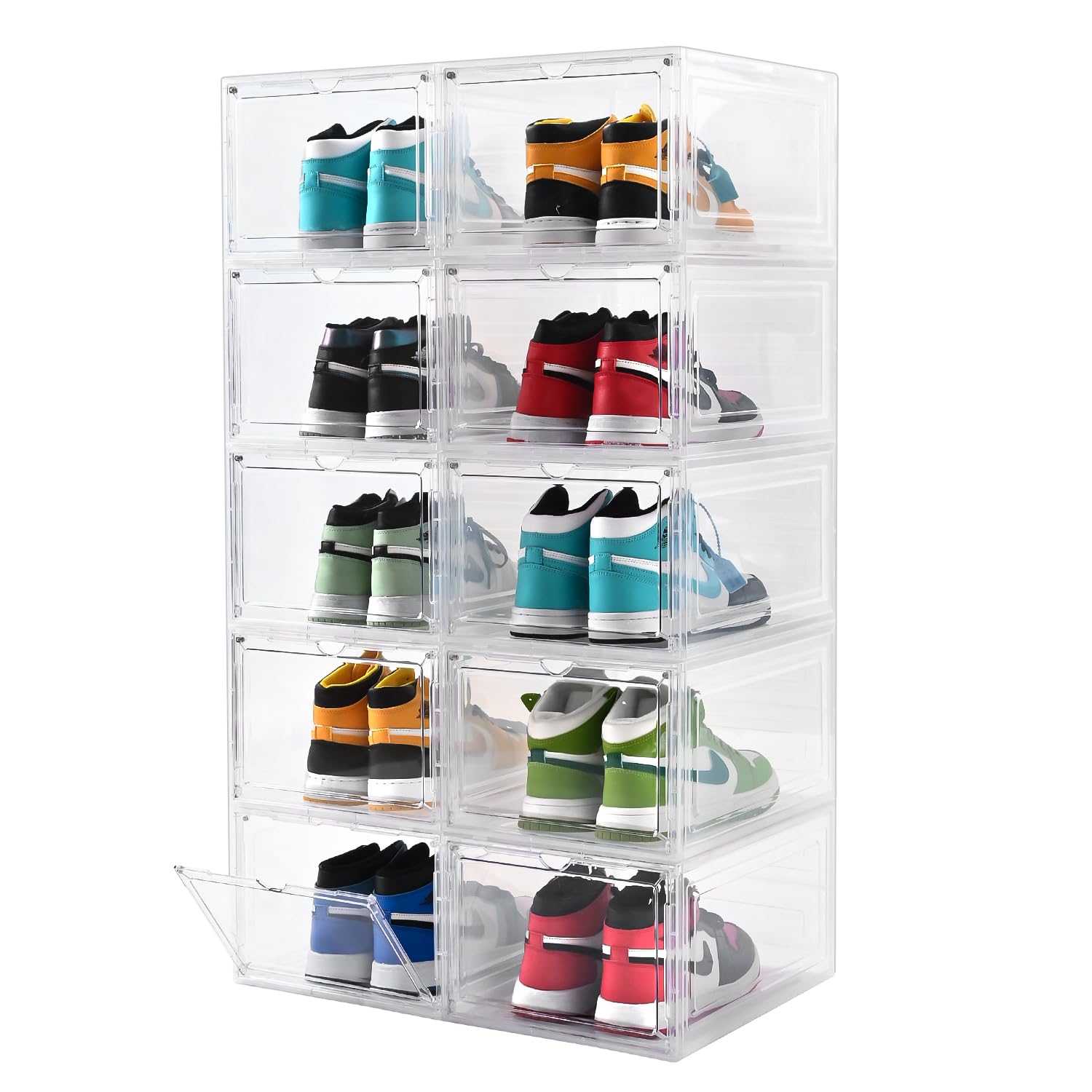 Large Shoe Boxes Clear Plastic Stackable，Drop Front Shoe Box with Clear Door, Shoe Containers For Sneaker Display,Fit up to US Size12-image-19