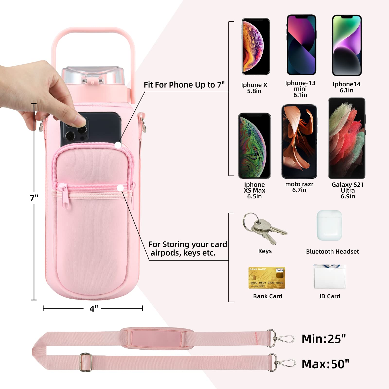 chunmo Glaswasserflasche mit Strohhalm und Aufbewahrungstasche, motivierende Wasserflasche mit Gurt und Trinkzeit, 2 l, auslaufsicher, wiederverwendbar, für Fitness, Fitnessstudio und Outdoor, 1,8 l
