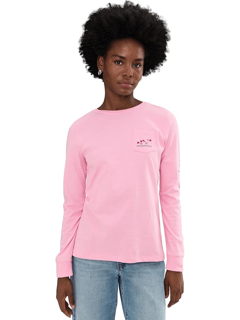 Pink Vineyard Vines Long Sleeve Pocket Tee