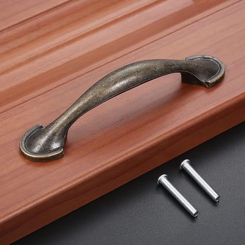 Miniatura 4 de dophee 4 tiradores de gabinete de bronce antiguo, tiradores de arco para armario de cocina, pomos de cajón, armario, armario, aparador, muebles con