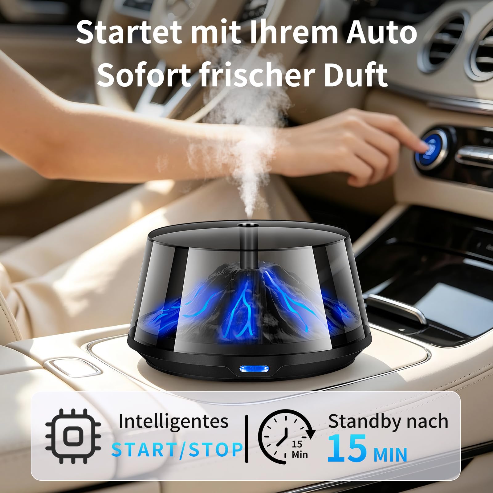 Kwak's Automatischer Auto-Duftzerstäuber, LED Diffusor mit 2 Nachfüllungen