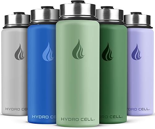 Miniatura 96 de HYDRO CELL Botella de agua aislada de acero inoxidable con pajilla, para bebidas frías y calientes, frasco de vacío de metal con tapa de rosca y