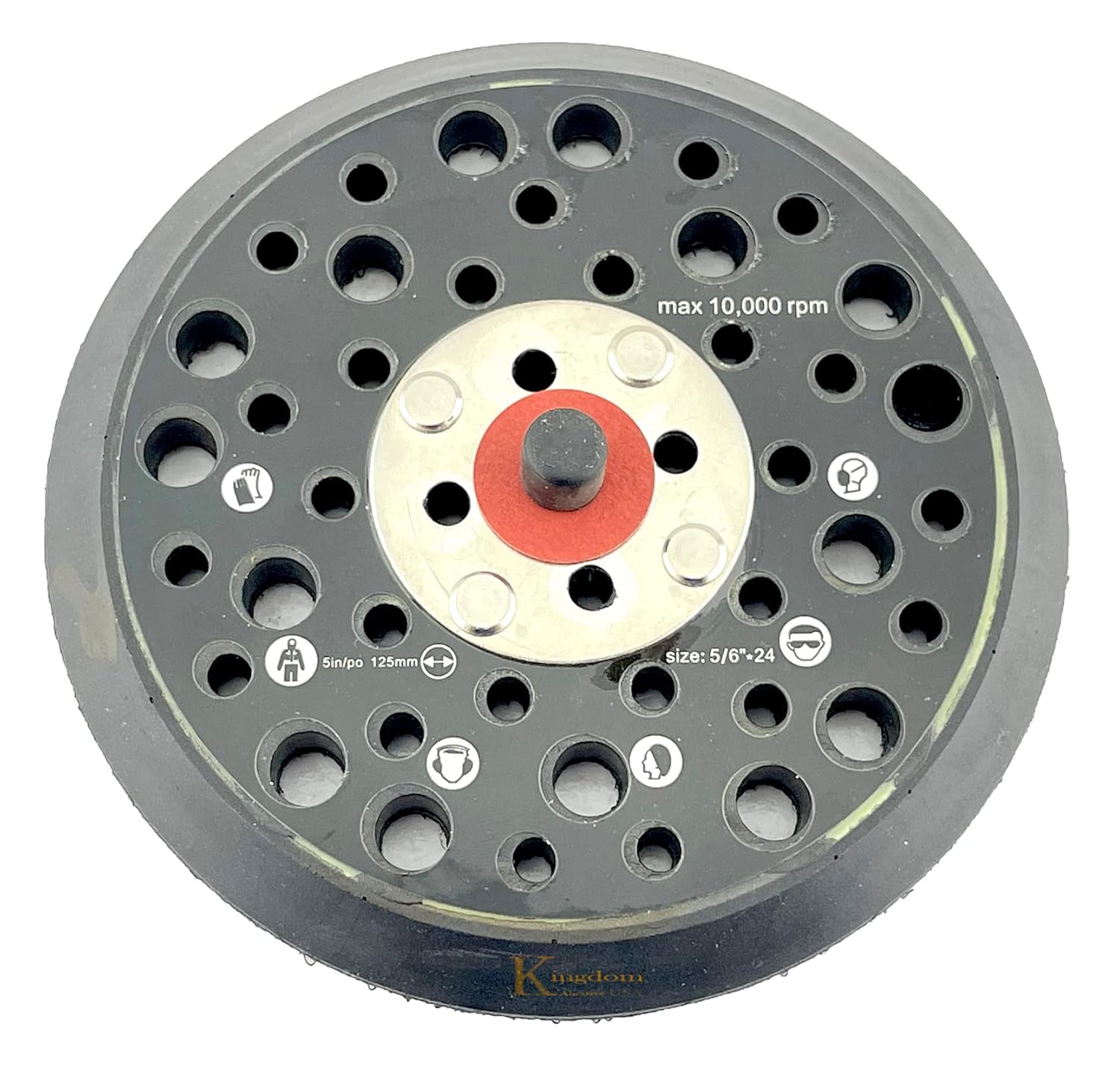 5-in. Kingdom Abrasive Pro-Net Grip Faced (Hook and Loop) Vacuum Pad