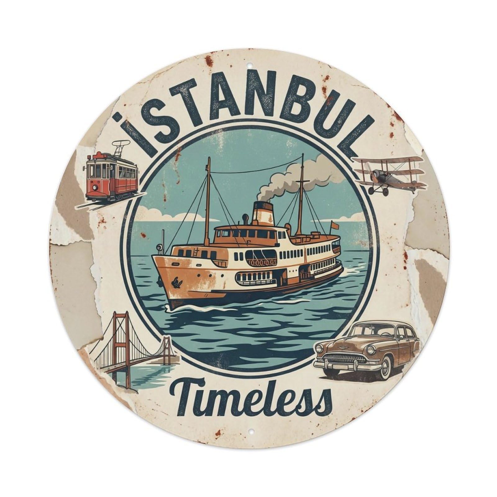 Vintage Travel Istanbul Turkey Timeless Vintage Metal Tin Sign Plaque Wall Decor for Cafe, Club Bar, Office, Garden Metal Poster 8x8Inch