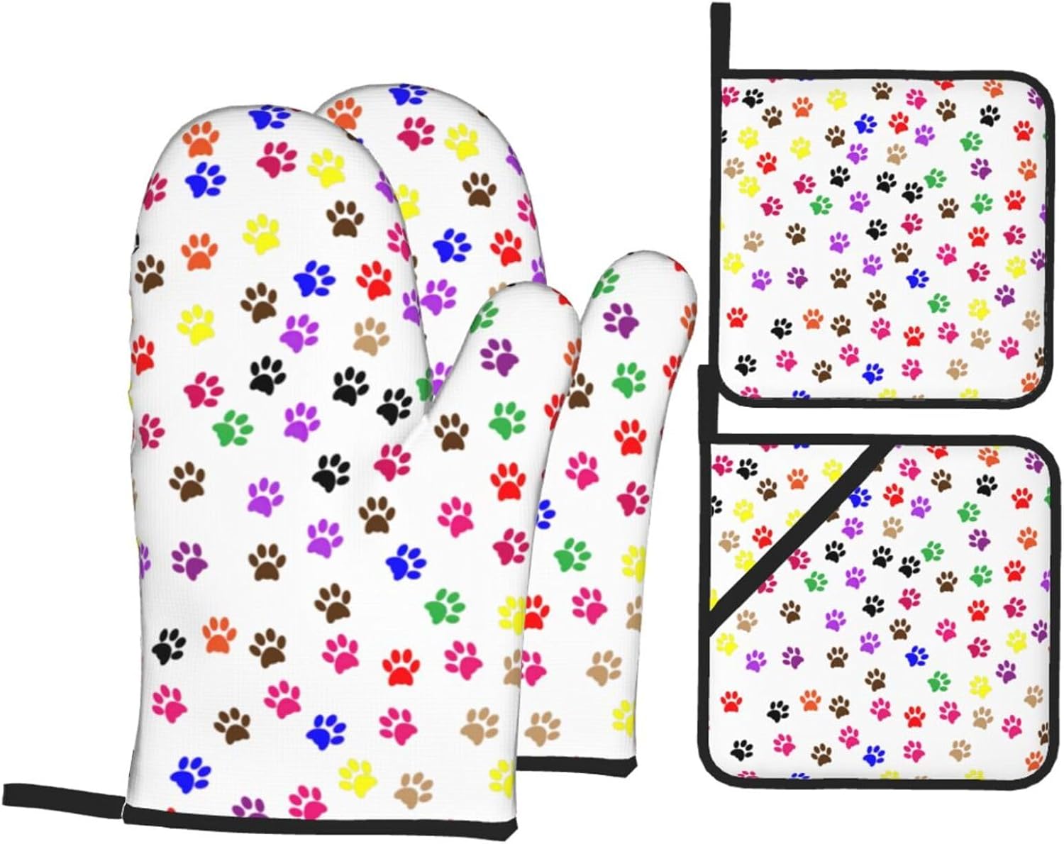 Paw Printed Kitchen baking four piece set, fit for cooking and baking, oven, microwave, and outdoor barbecue
