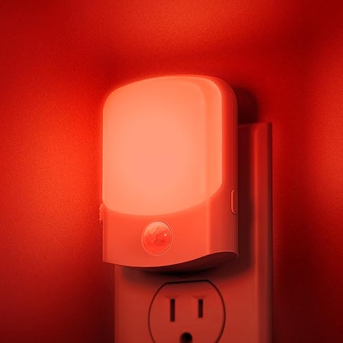 Miniatura 8 de DORESshop Luz nocturna roja enchufable, luz nocturna con sensor de movimiento, luces nocturnas enchufables a la pared, paquete de 2, luz nocturna