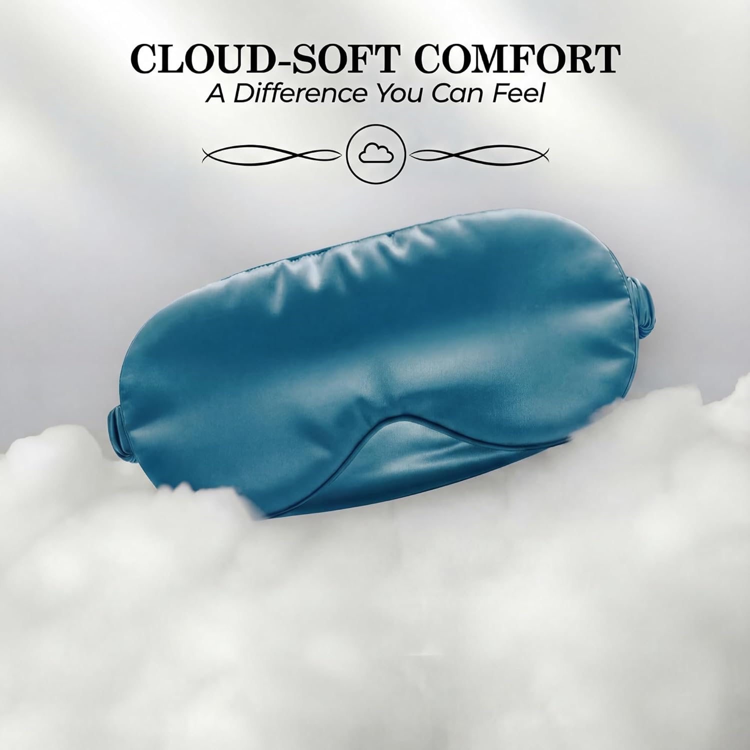 SLEEP SANCTUARY 100% Pure Mulberry Silk Sleep Mask - 22 Momme Light Blocking 3D Contour Silk Eye Mask for Sleeping - Secure Fit for Side Sleepers, Women & Men - Cloud Soft (Peacock Blue)