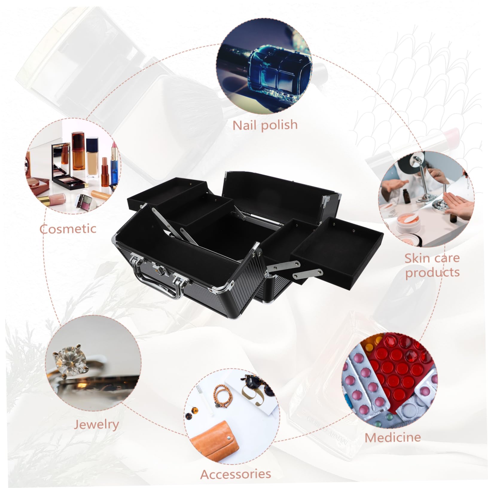 VALICLUD Étui de Rangement pour Outils Cosmétiques Trousse de Maquillage en Alliage D'aluminium pour Filles Stockage Ordonné et Polyvalent, Travail Événements