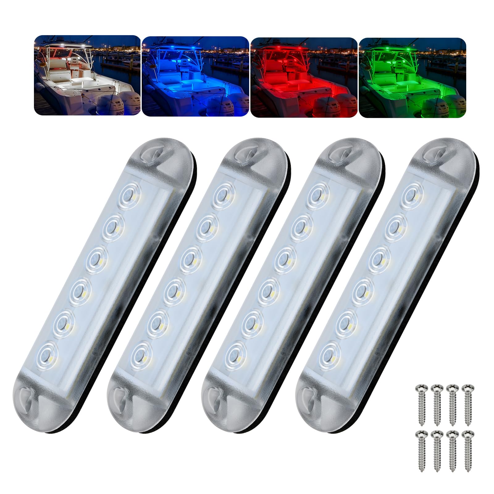 RGBW Boat LED Courtesy Light 12V, 4 Inches, 4PCS