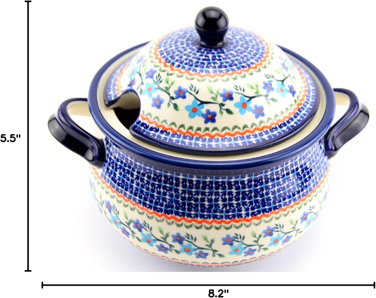 Polish Pottery Market 3 Liter Large Soup Tureen with Lid by Zakłady Bolesławiec – Handcrafted Polish Stoneware Serving Bowl for Soups, Stews