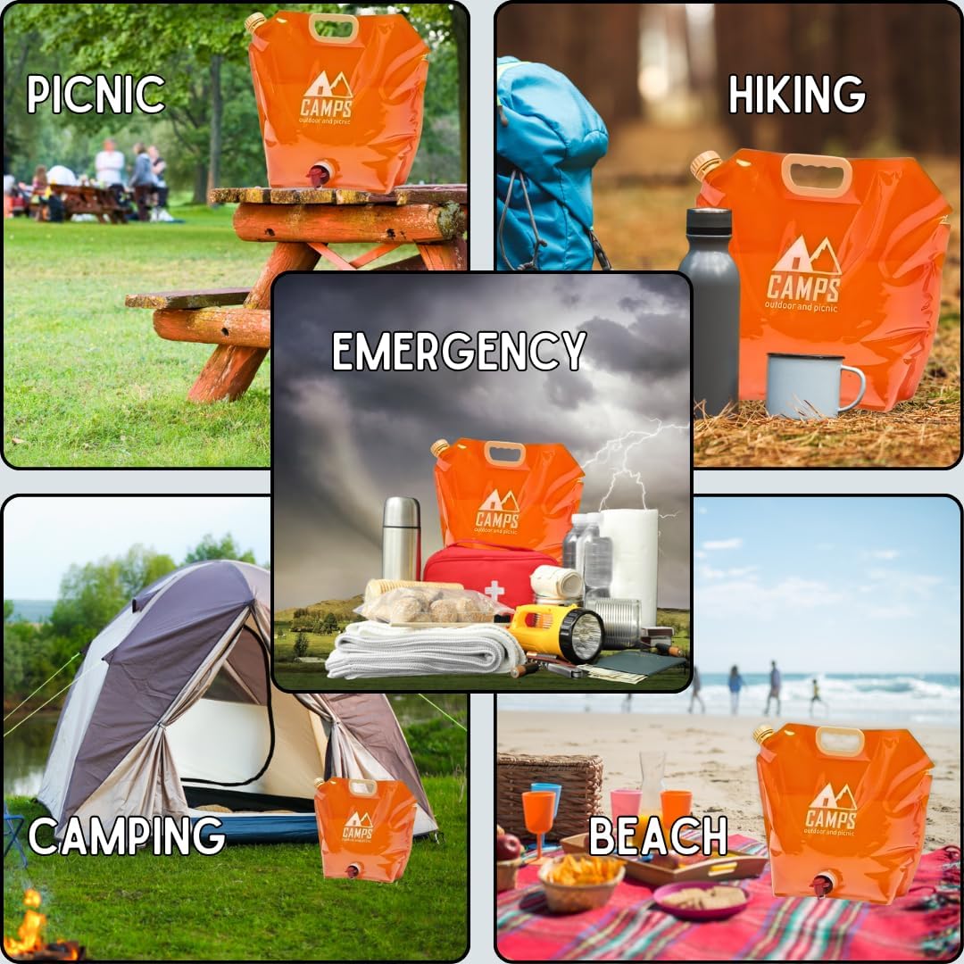 Collapsible Water Container Bag, BPA-Free, Portable, Foldable, 8 Liters/2.1 Gallons, Outdoor, Camping, Hiking, Weather Emergencies, Sports, Survival Kit