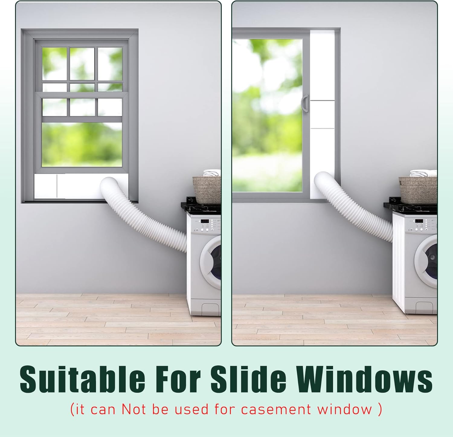 Flehomo Dryer Vent Window Kit with Louvered Vent Cover, Dryer Vent Kit for 4" Diameter Dryer Hose, Adjustable Window Vent Kit for Sliding Windows, Include Insulating Aluminum Seal Tape