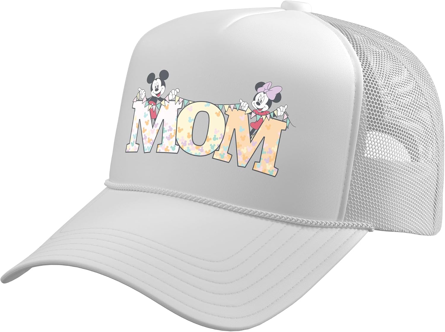 Disney Mom Mickey & Minnie Pastel Letters Family Disney Trip Trucker Hat with Adjustable Mesh Back