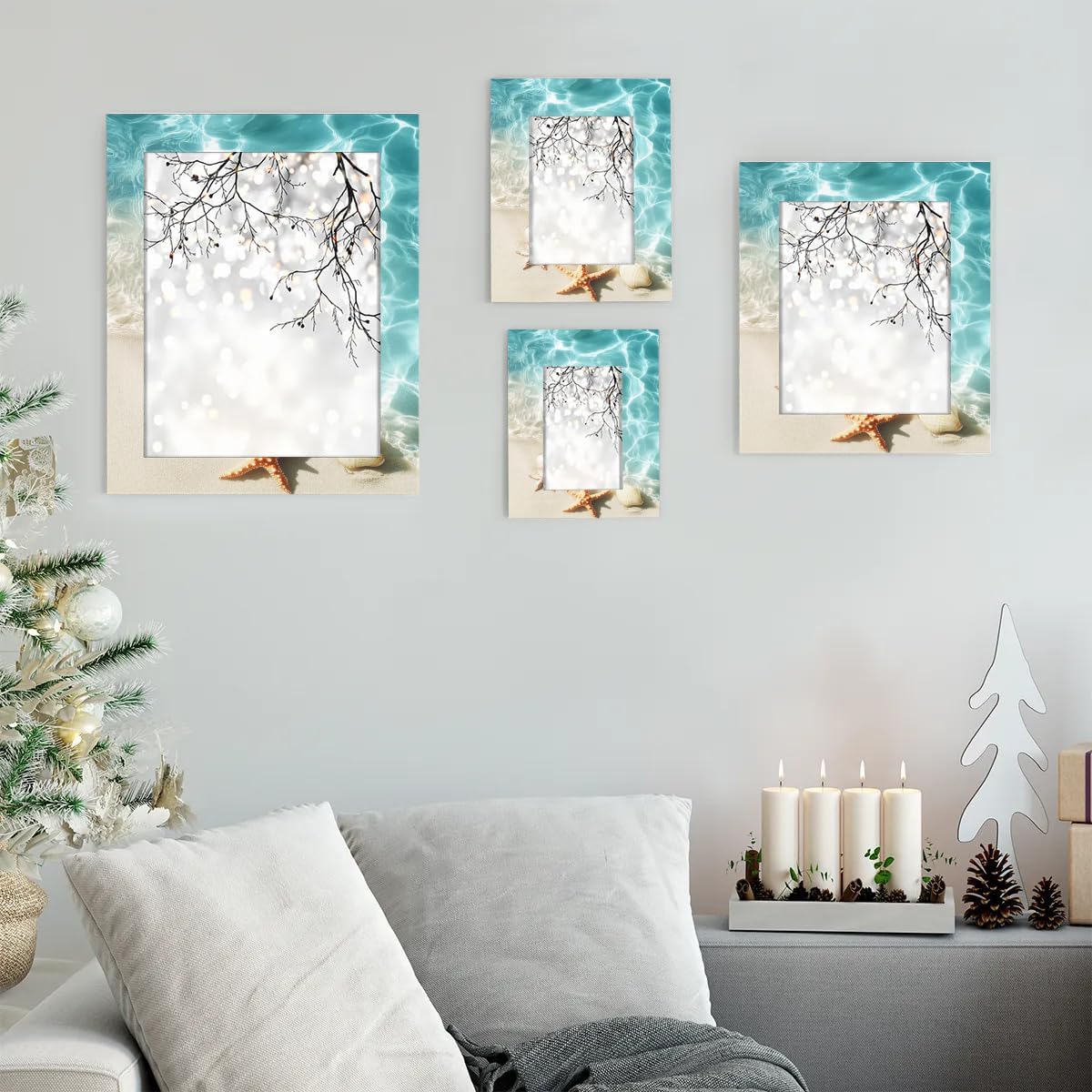 Starfish Beach Seashells 4x6 Picture Frame Wood Photo Frame Vertical or Horizontal Display 4 by 6 Photo for Wall and Tabletop Display