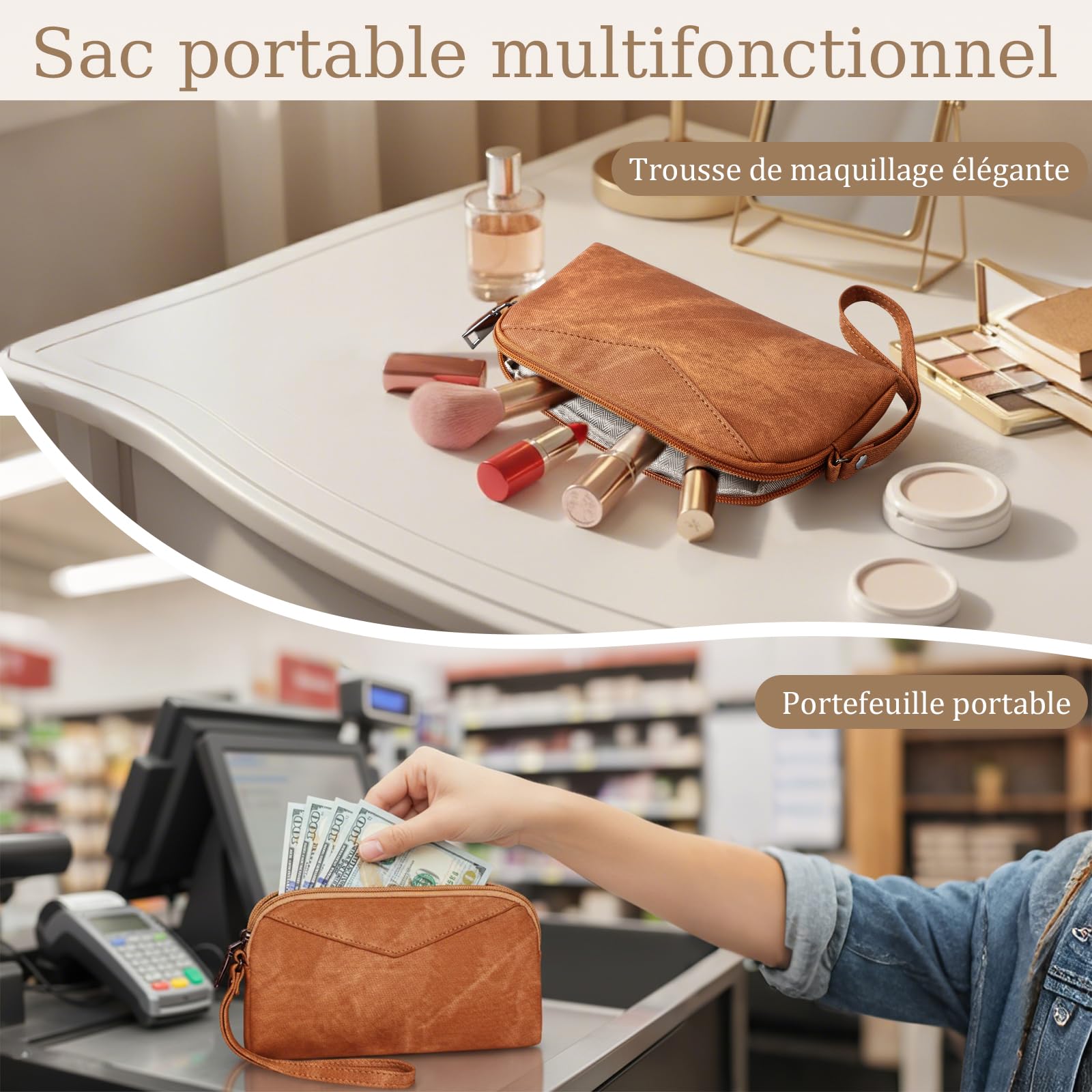 Sac a Dos Femme en Cuir Vegan, Sacs à Main Portés Dos Antivol Imperméable Elegant Leger, Backpack pour Voyage L'école Travail Université Collège Shopping