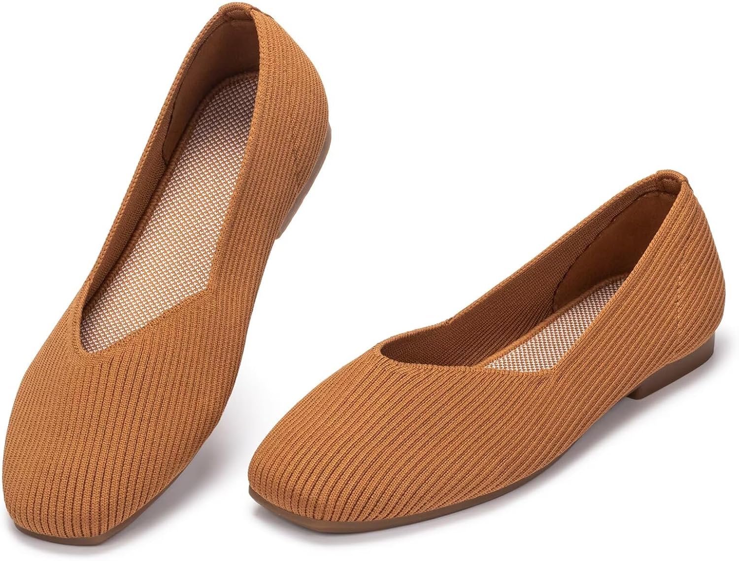 Frank Mully Womens Casual Flat Shoes Square Toe Shoes Knitted Work Flat Comfort Dressy Flat Shoes for Daily Washable - Image 2