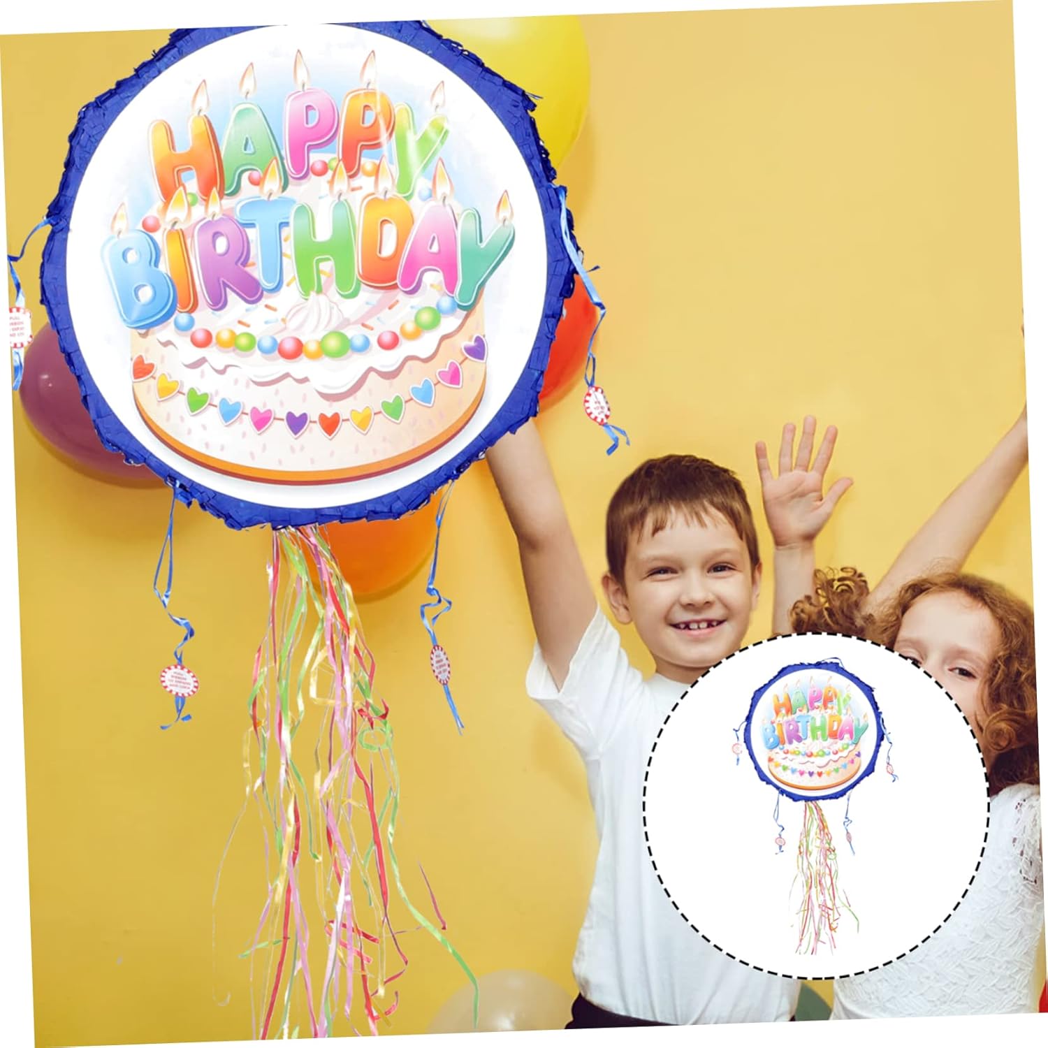 Birthday Cake Pull String Pinata Premium Party Game Decoration for Boy Girl Birthday Celebrations Safe for Joyful Atmosphere Fun Activities