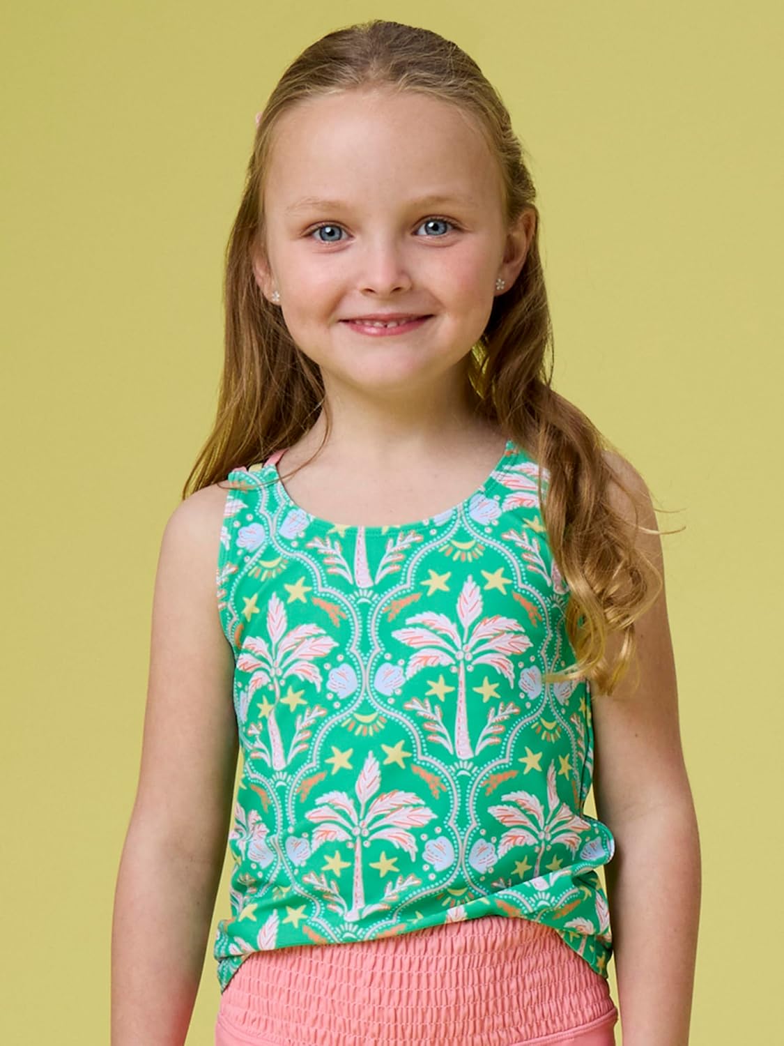 RuffleButts Girls UPF50+ Cross-Back Active Tank Top