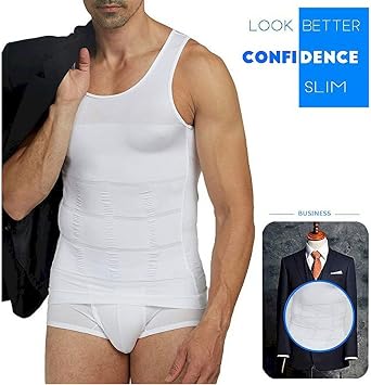 Shaperluv for Men, Men's Compression Slimming Vest & Body Shaper Tummy Control Compression Vest Top Belly Slimming Undershirt Masculine Tank Tops