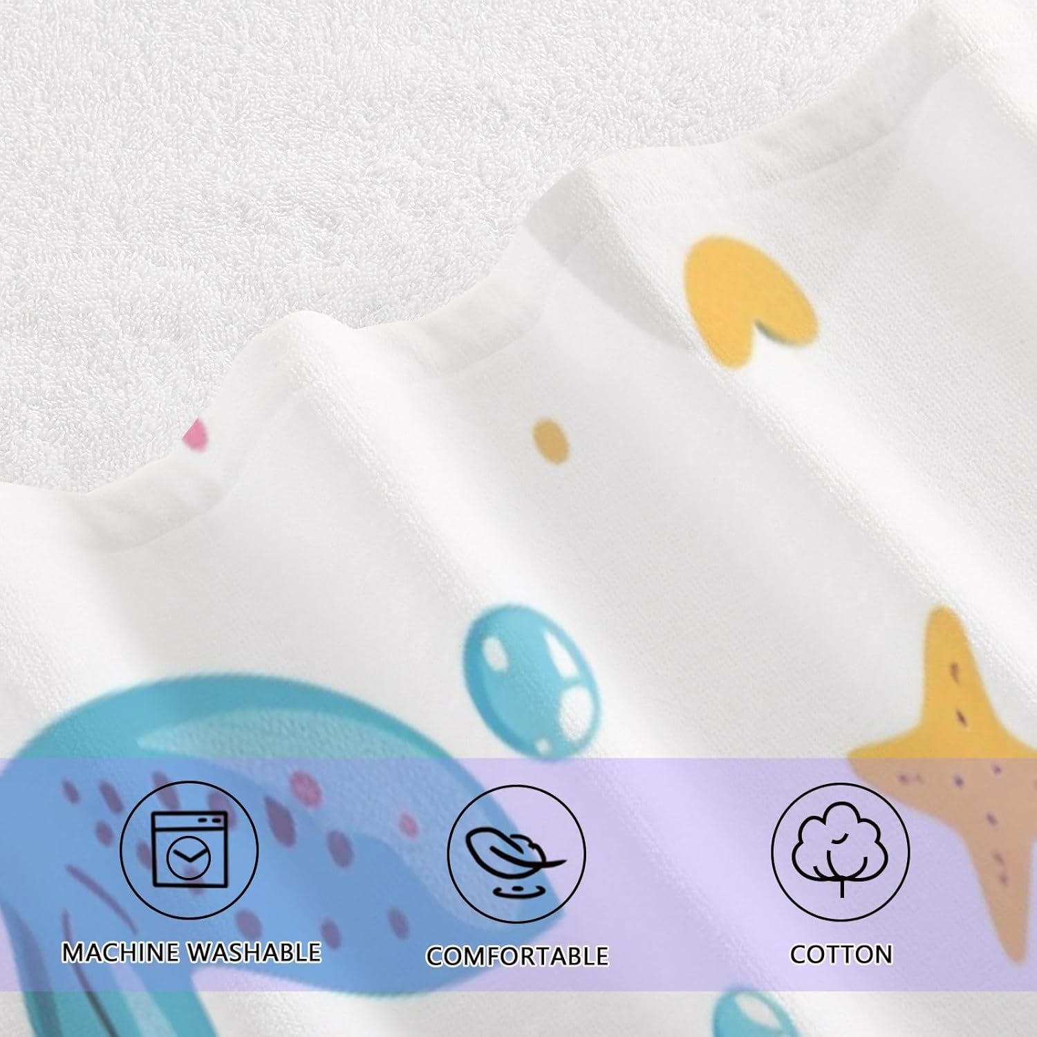 Hand Towels Premium Soft and Highly Absorbent Cute Cartoon Sea Creatures 2 Pcs Towels for Bathroom Set 100% Cotton Decorative Face Towels