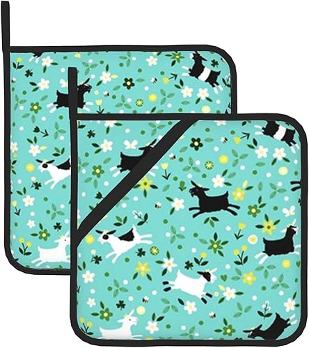 Goat Frolic - Soportes cuadrados aislados para ollas (juego de 2 piezas) Manoplas para horno de microondas, almohadillas calientes para horno,