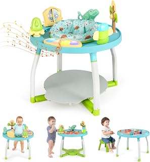 BABYJOY 5-in-1 Baby Activity Center Jumper Bouncer with Toys, Lights, Music, 3 Heights - Interactive Play Center for 6-36 Months Toddlers (Blue)