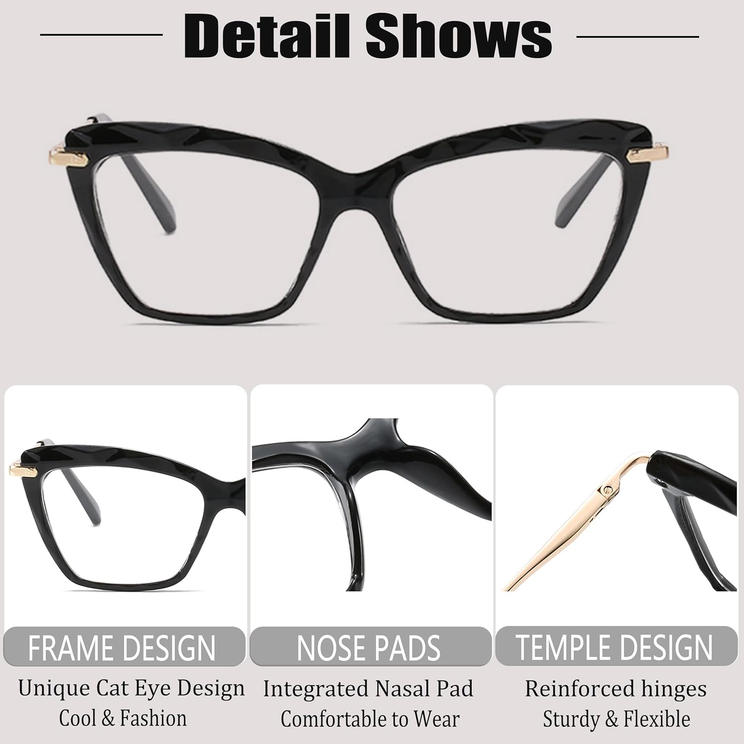 Onrtry Blue Light Blocking Glasses for Women Men Clear Lens Cat Eye Eyeglasses Anti Eyestrain Eyewear - Image 4