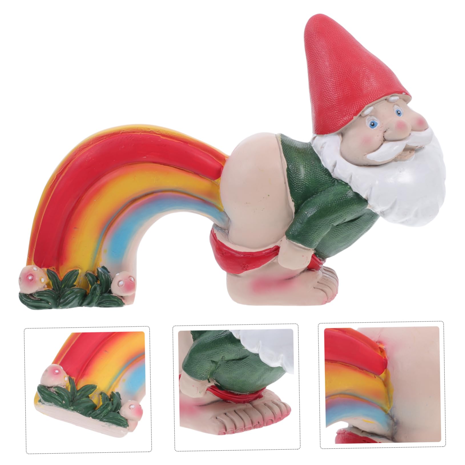 Mipcase 2 Krasnal Ogrodowy z Żywicy Figurka Dekoracyjna Stylu Tęczowym Uroczy Gnome Do Ozdoby Ogrodu i Wnętrza Idealny Halloween i Przyjęcia