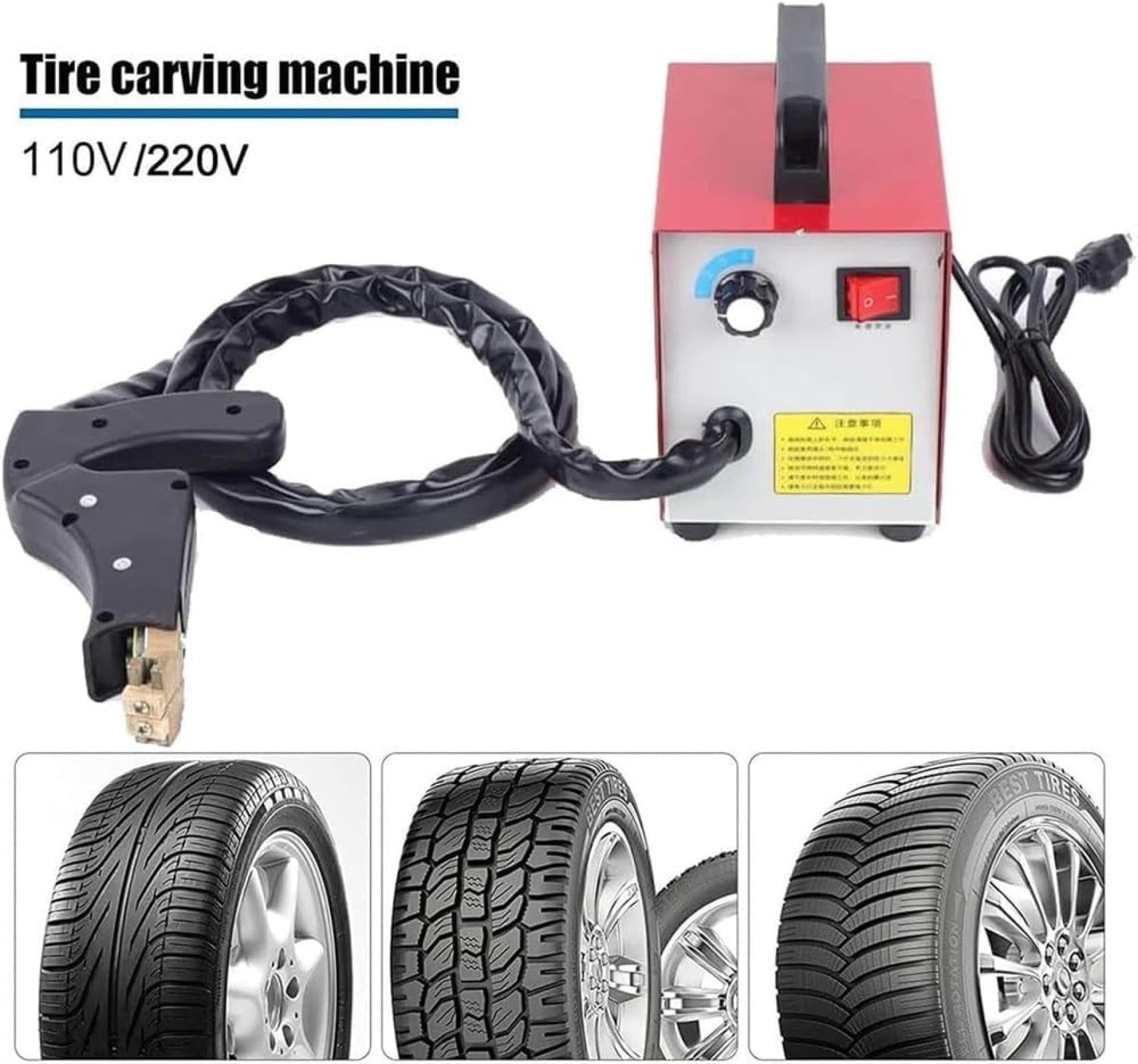 Máquina ranuradora de neumáticos, Kit Profesional para Cortar neumáticos de Coche con Cuchilla y Mango ergonómico, Herramienta ranuradora de neumáticos de 350 W (110 V)