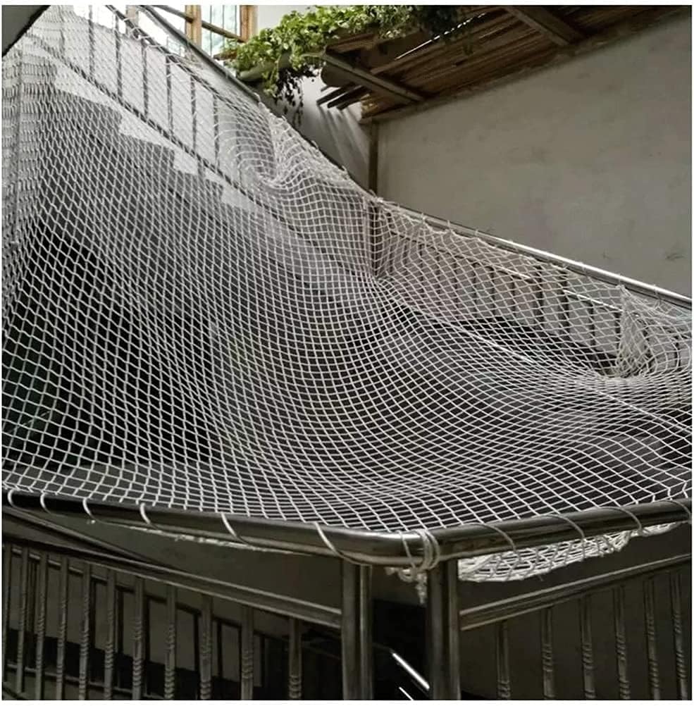 Garden Hammock Swing Safety Net, Kindergarten Decoration Net Fence Net Isolation Net, Child Safety Stairs Net White Protective Net, Stairs Shatter-Resistant Stadium Braided Rope ro