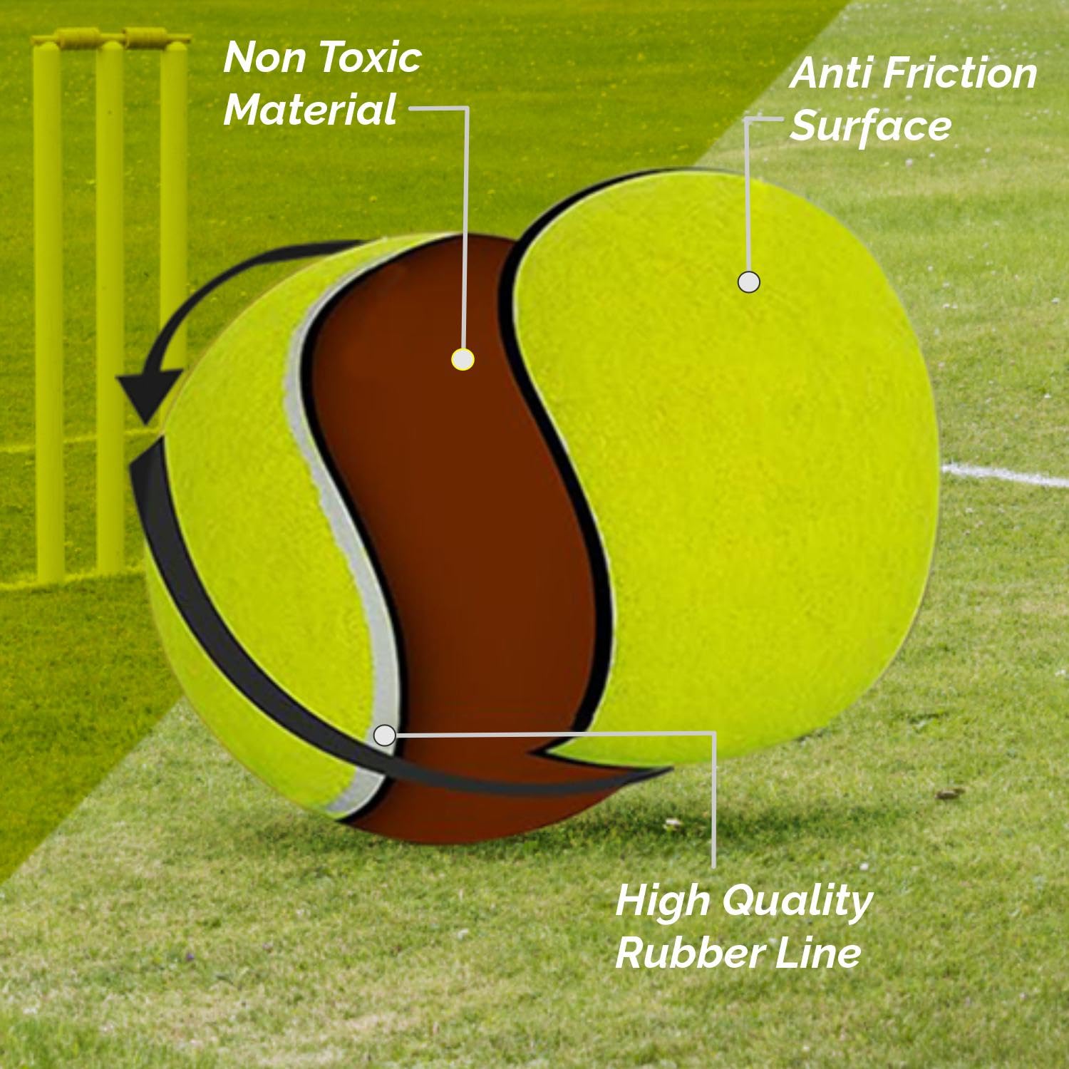 DSC Nitro Rubber Tennis Ball Premium Outer Felt for Greater Durability | Stitching Rubber Moulded | Ideal for Designed for Beginners