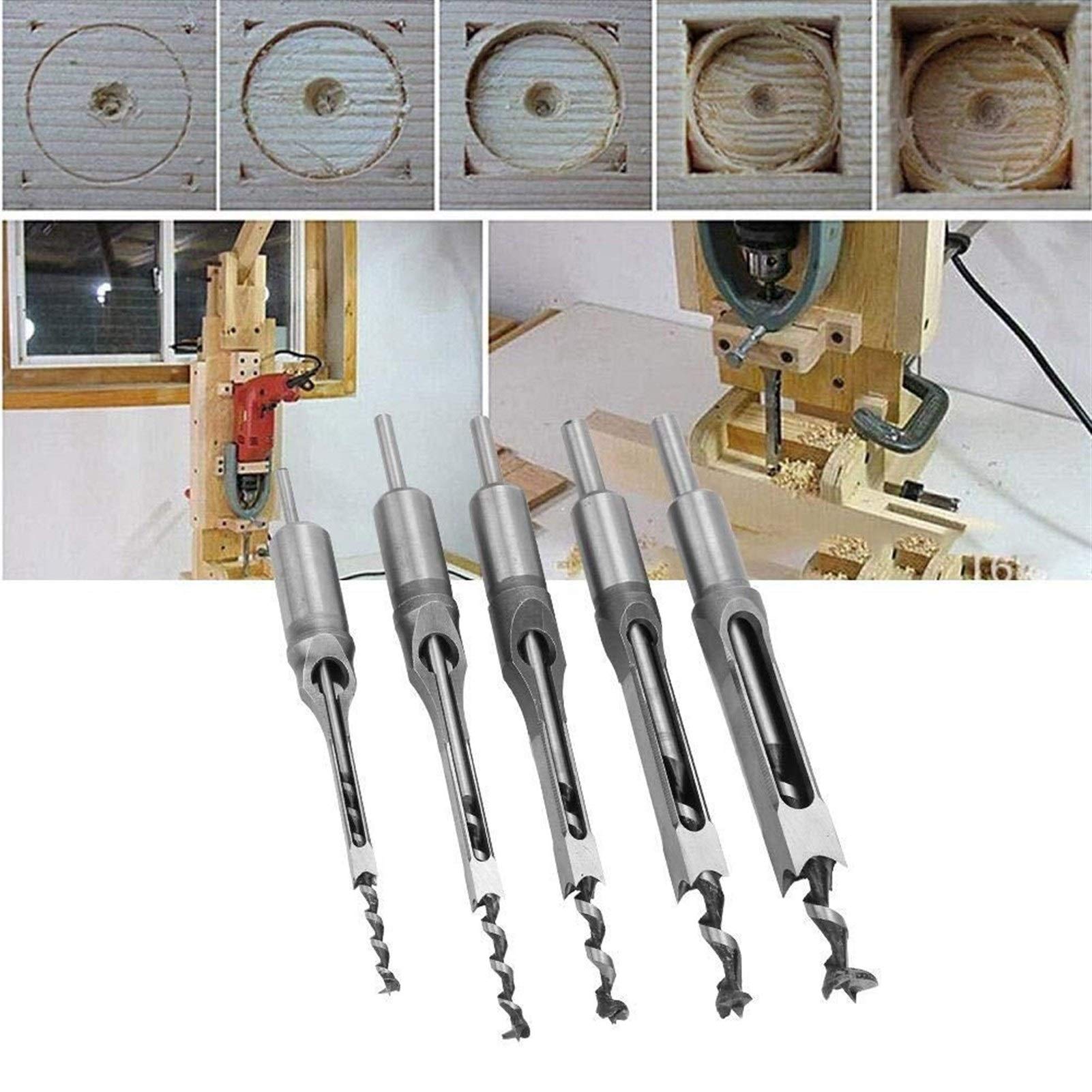 Set Di Punte Da Trapano Per Fori Quadrati Da 5 Pezzi, Scalpello Per Mortasatura, Strumento Per La Lavorazione Del Legno Per Aspetti Della Lavorazione Del Legno