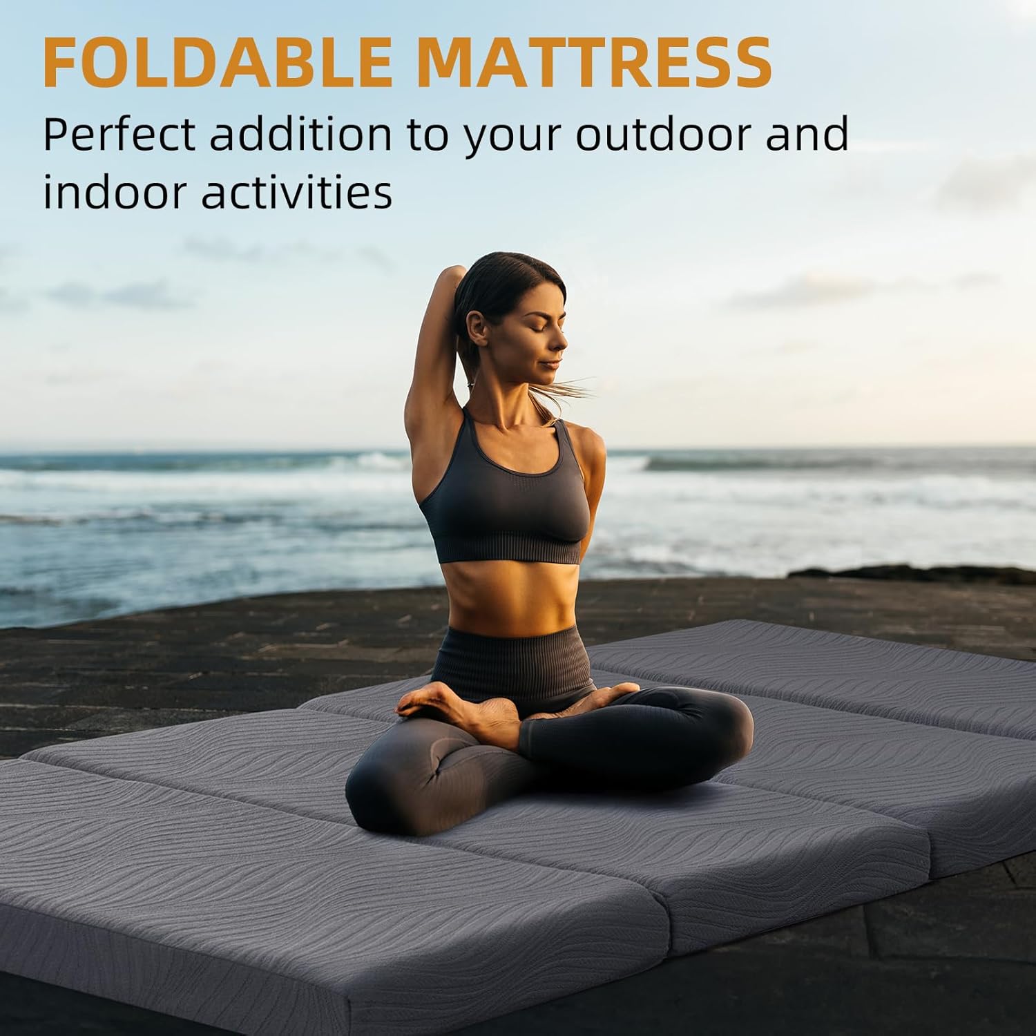 Foldable Memory Foam Mattress - 3 Inch Cot Waterproof Collapsible Mattress with Washable Cover, Portable Guest Bed Pad, Sleeping Mat for Travel RV Yoga, Non-Slip Bottom,72x24x3