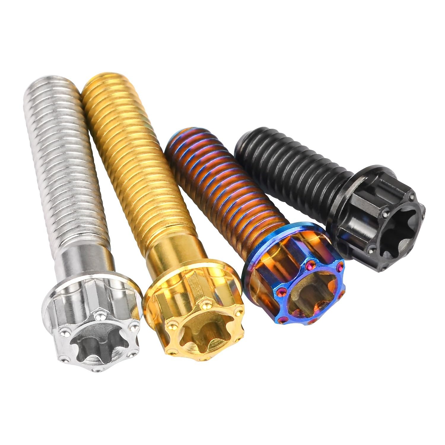 4 bulloni in titanio M6x15 20 25 30mm Torx T30 flangia for viti freno a disco moto(Gold,25MM_M6)