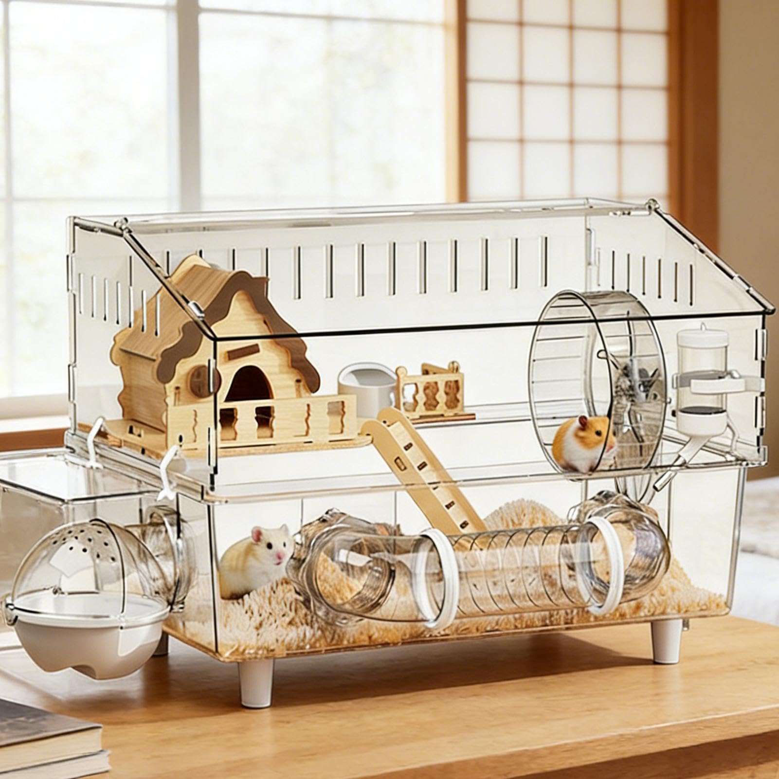 Jaula para Hámster Sirio Enclosure Transparente de Acrílico de 2 Capas | Jaula para Gerbos para en Casa, Interior, Exterior, Observación en Tienda de Mascotas o Jardín