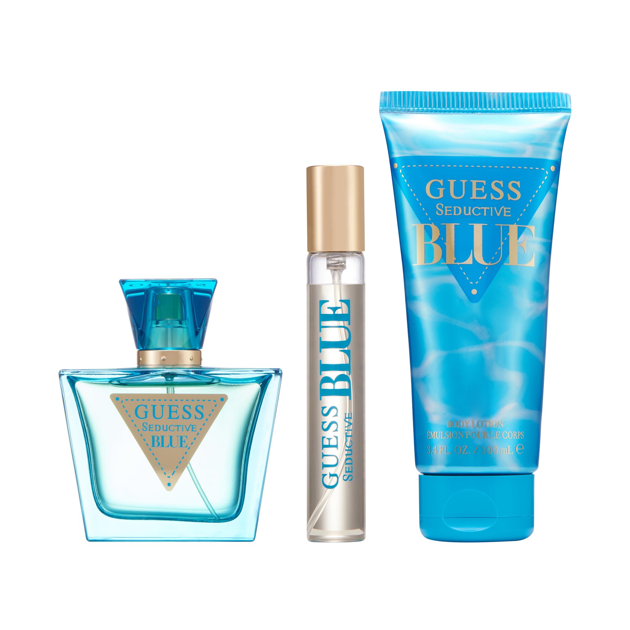 Guess Seductive Blue Women Set (Eau de Toilette 75ml+ Travel Spray 15ml + Body Lotion 100ml + Pouch)-picture-14