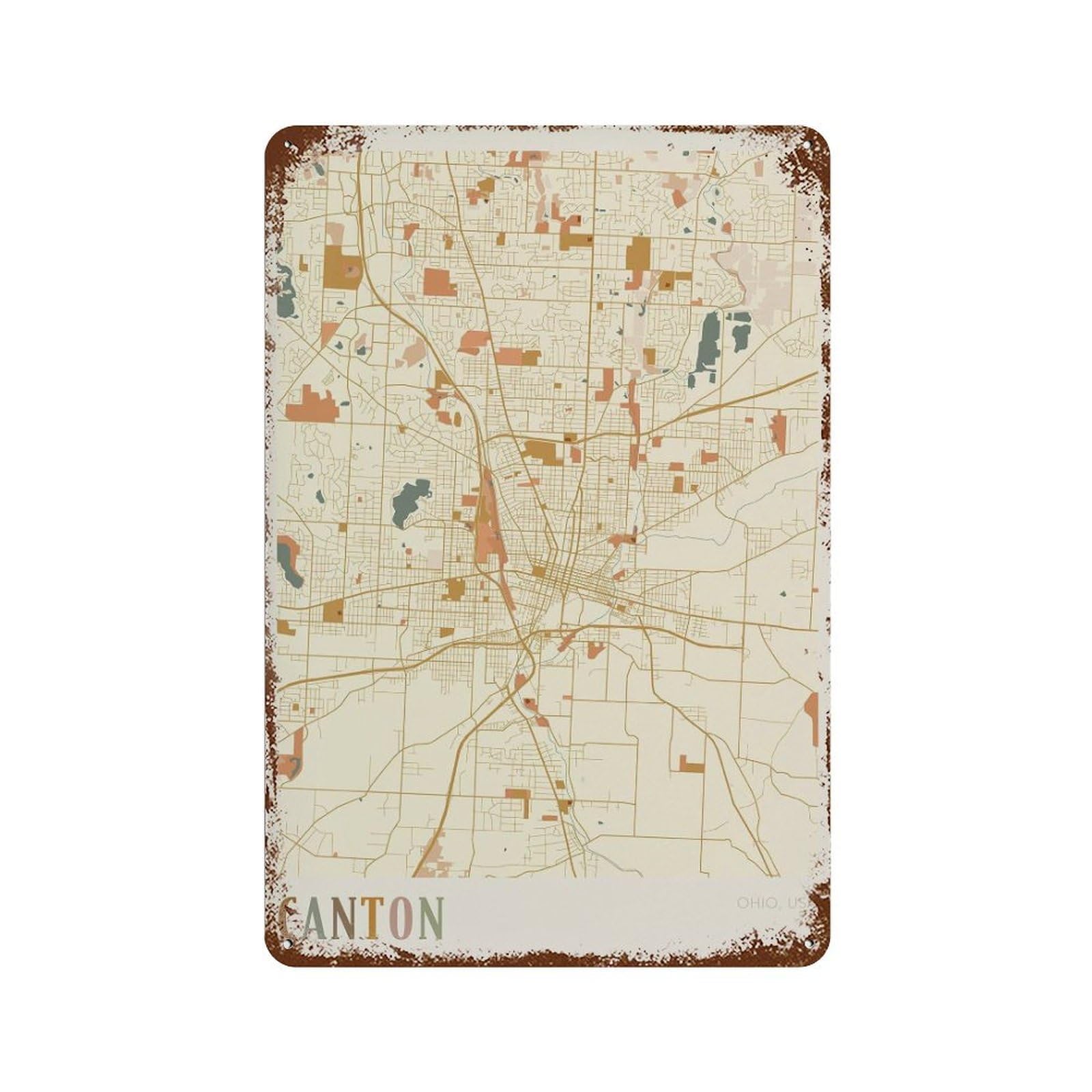 xiaoxiaoshen Canton Map Ohio Travel Gift Boho Decor (2) Wall Decor Art Metal Tin Poster Modern Home Decor Art Home Bar Shop Decorations Vintage Sign 30x20cm