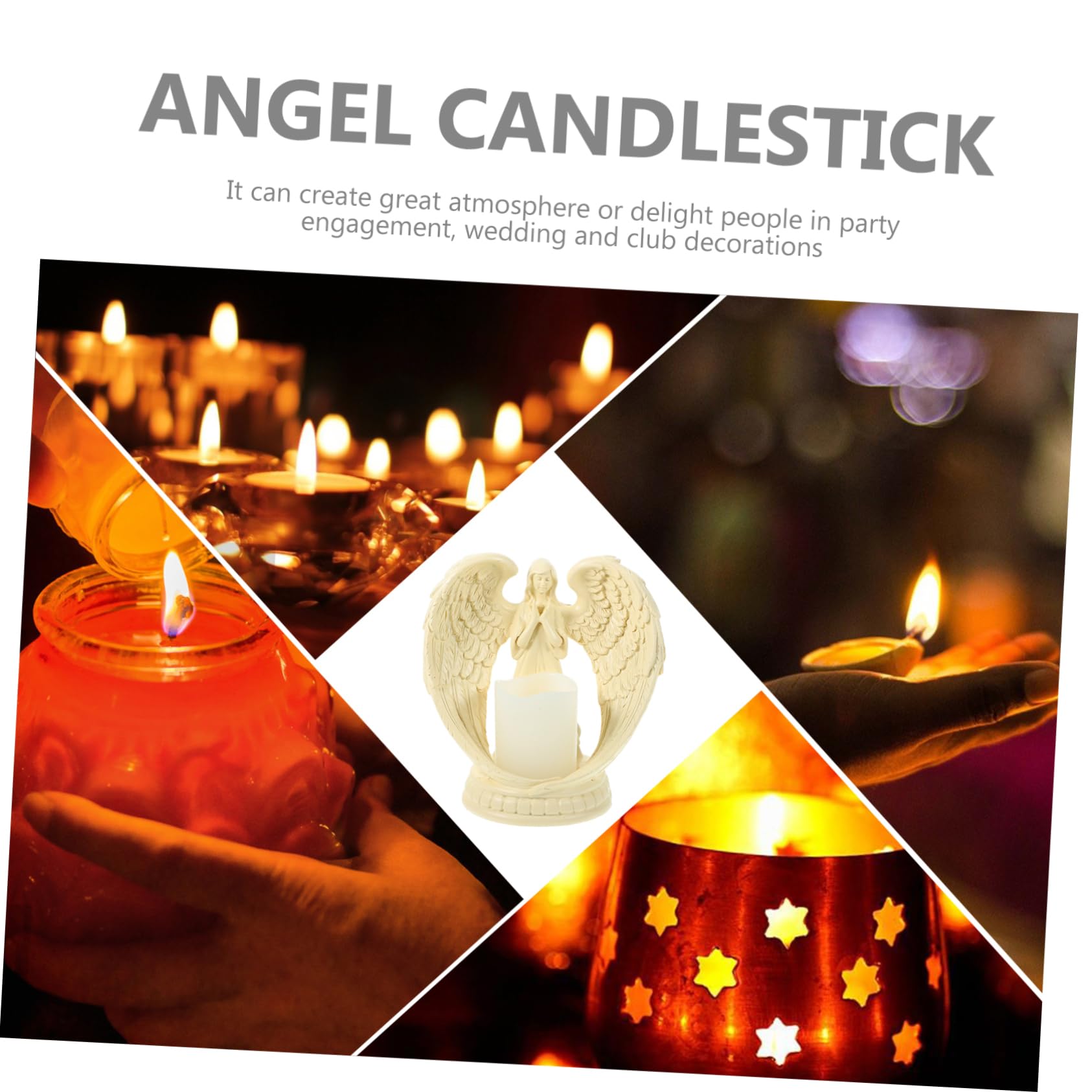 Portacandele Angelo in Resina di Angelo, Candeletta Elettronica Decorativa, Atmosfera Romantica per Casa, Ufficio e Club