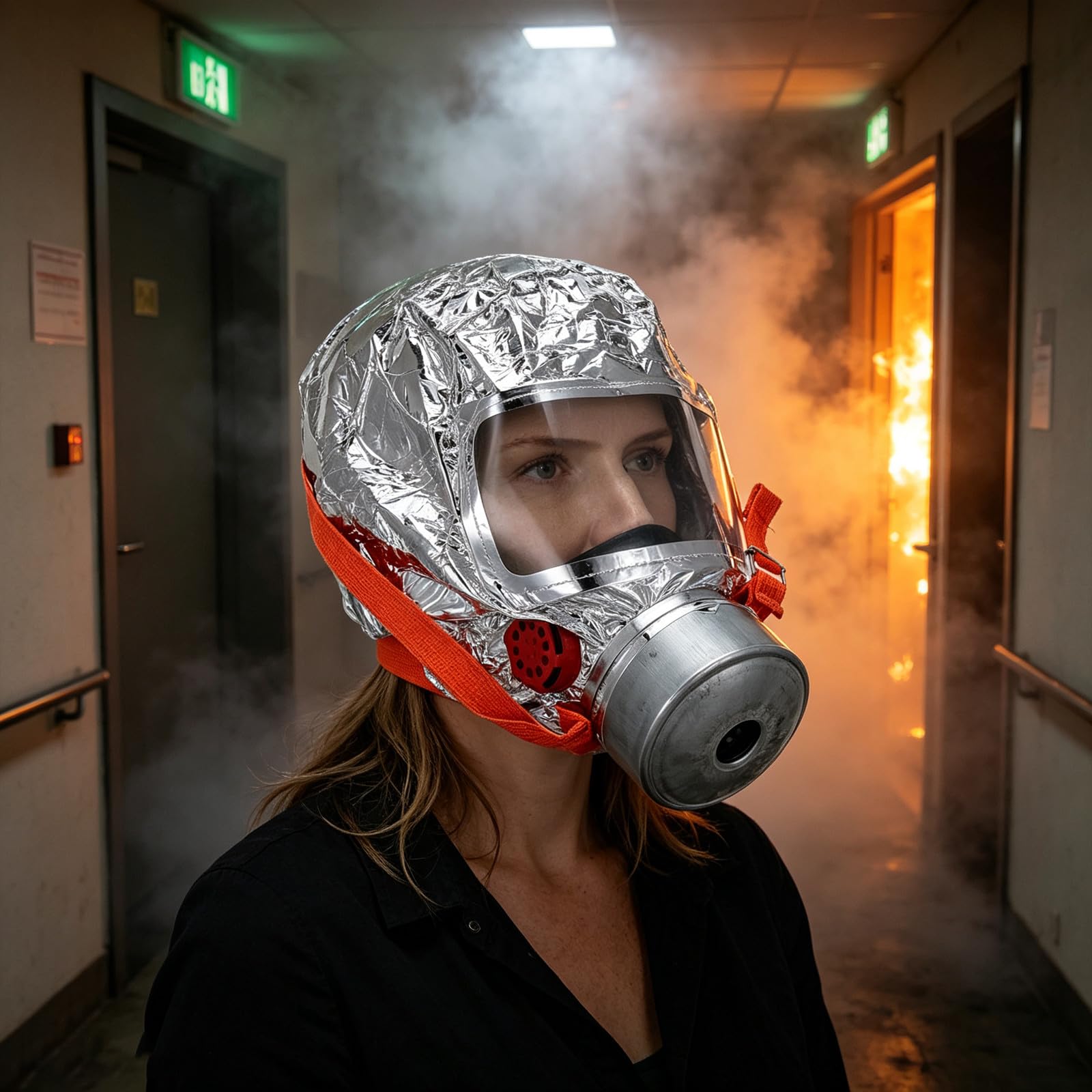 YARNOW contre l'inhalation de fumée, cagoule filtrante d'auto-sauvetage d'urgence avec fenêtre de vision transparente, équipement de sécurité incendie pour la maison et les voyages