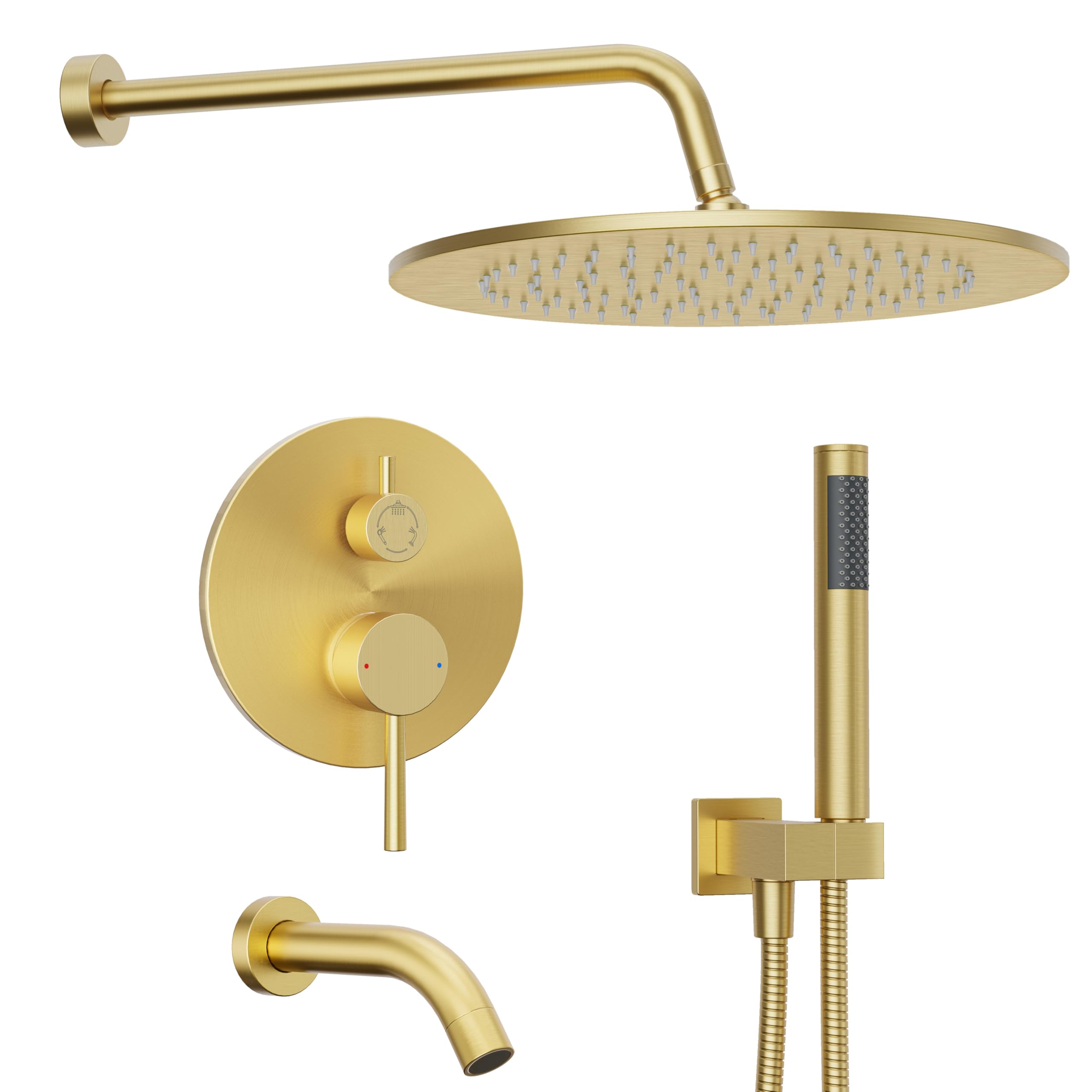Gabrylly Shower System, 10" Bathtub Shower Faucets Set, Brushed Gold