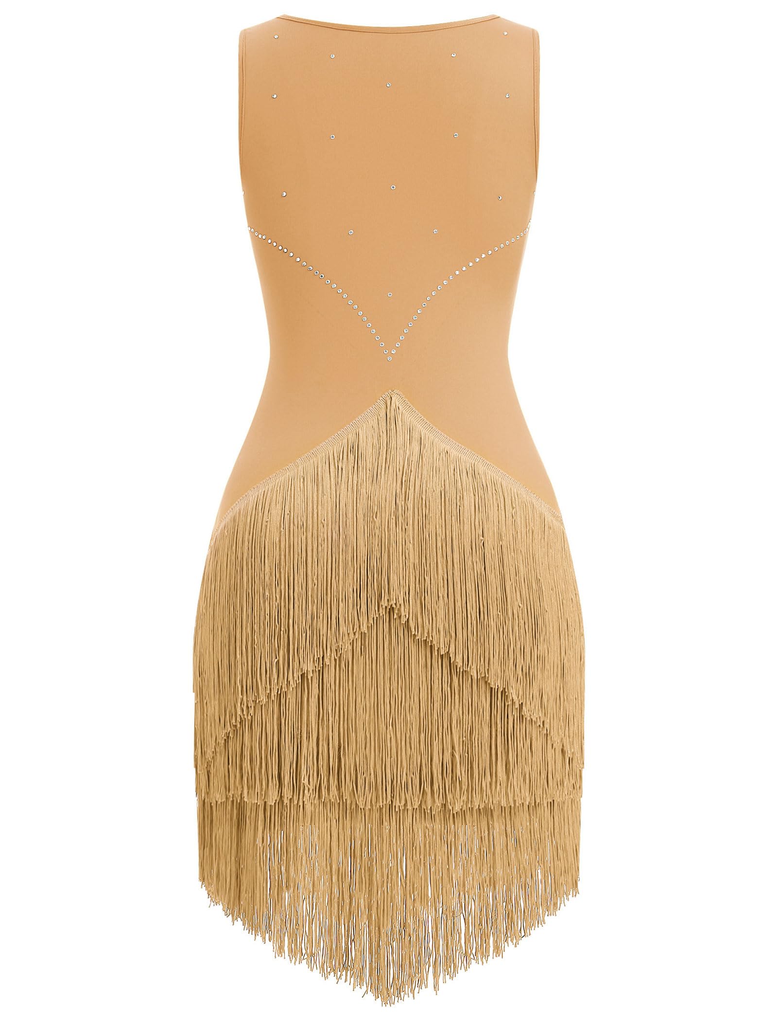 Vestido de baile latino para mujer, estilo vintage de los años 20, sin mangas, con diamantes de imitación, con flecos, estilo Gatsby, cóctel, baile, tangos, chaCha, rumba, flapper, camisola