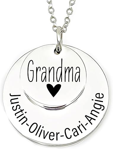 Grandma Necklace Disc Personalized Mom Necklace Mom Gift Name Necklace Mother's Day Gift For Mom Personalized Name Kids Names Cora Ruth Necklace
