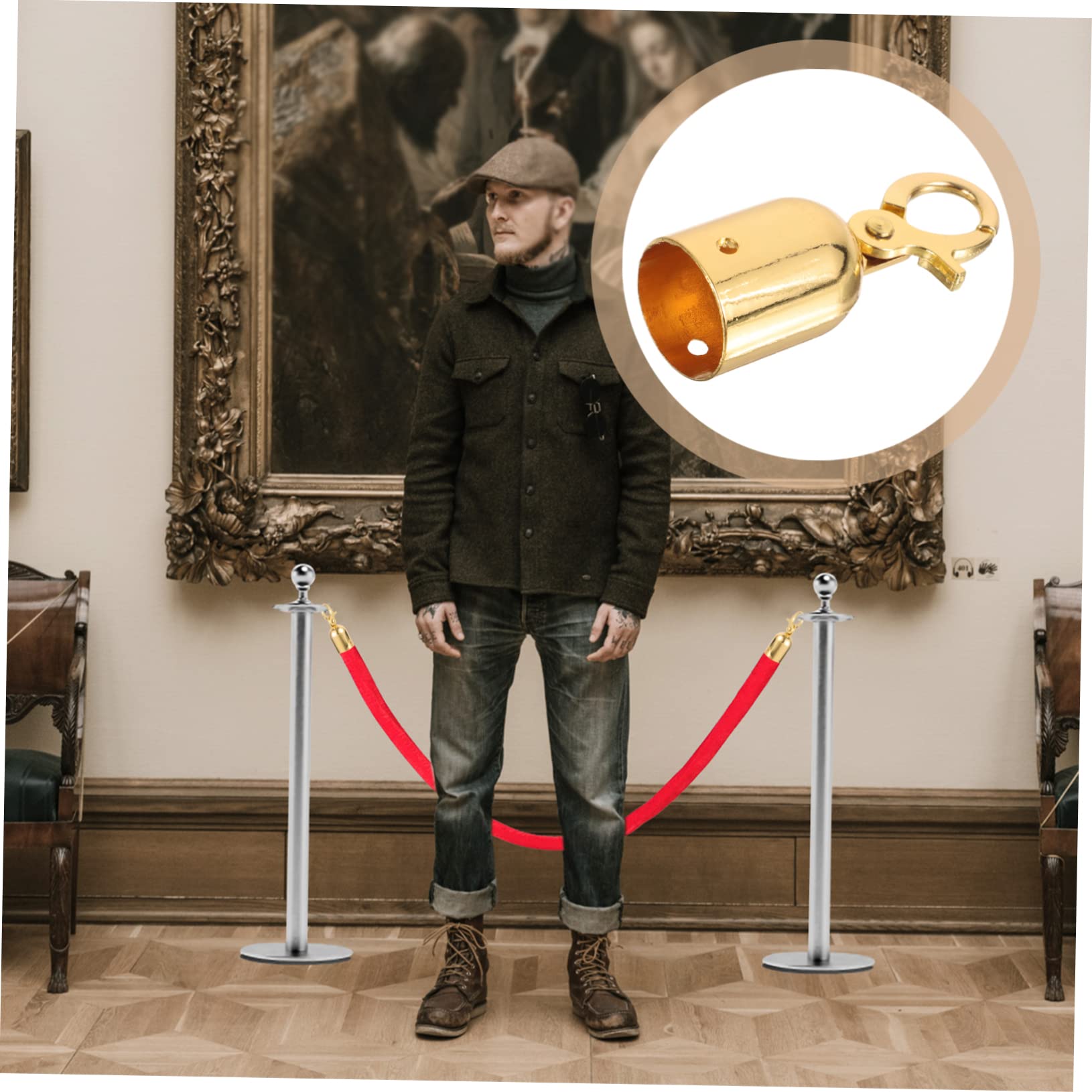 SOLUSTRE Seilstopper Mit Karabinerhaken – 10 Stück, Alu, Gold, Für Absperrseile & Dekoration (9,5 Cm)