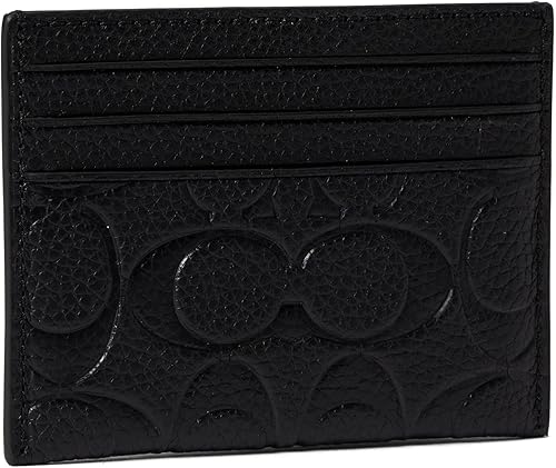 Miniatura 2 de COACH Estuche para tarjeta plana en cuero característico, color negro, talla única